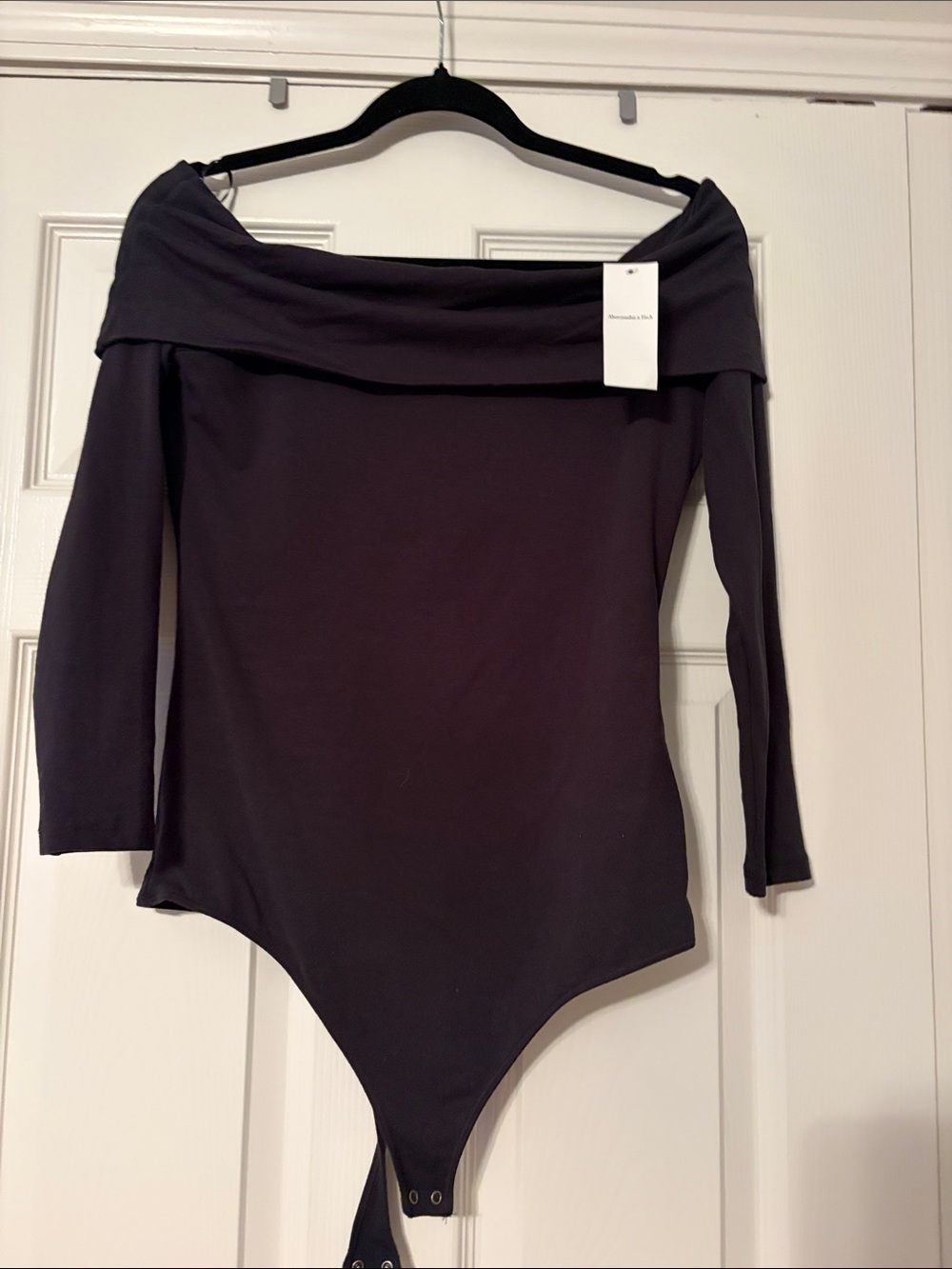 Abercrombie & Fitch Off-Shoulder Black Long Sleeve Bodysuit